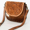 ADBGA211 American Darling Messenger Bag-Floral Hand Tooled Leather & Hair-On Hide