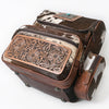 ADBG860 American Darling Hand Tooled Floral Leather & Hair-On Cowhide Backpack with Turquoise Concho