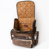 ADBG860 American Darling Hand Tooled Floral Leather & Hair-On Cowhide Backpack with Turquoise Concho