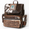 ADBG860 American Darling Hand Tooled Floral Leather & Hair-On Cowhide Backpack with Turquoise Concho