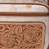 ADBG860 American Darling Hand Tooled Floral Leather & Hair-On Cowhide Backpack with Turquoise Concho