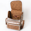 ADBG860 American Darling Hand Tooled Floral Leather & Hair-On Cowhide Backpack with Turquoise Concho