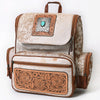 ADBG860 American Darling Hand Tooled Floral Leather & Hair-On Cowhide Backpack with Turquoise Concho