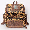 ADBG860 American Darling Hand Tooled Floral Leather & Hair-On Cowhide Backpack with Turquoise Concho