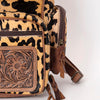 ADBG860 American Darling Hand Tooled Floral Leather & Hair-On Cowhide Backpack with Turquoise Concho