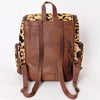 ADBG860 American Darling Hand Tooled Floral Leather & Hair-On Cowhide Backpack with Turquoise Concho