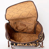 ADBG860 American Darling Hand Tooled Floral Leather & Hair-On Cowhide Backpack with Turquoise Concho