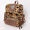 ADBG860 American Darling Hand Tooled Floral Leather & Hair-On Cowhide Backpack with Turquoise Concho