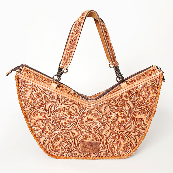 ADBG831 American Darling Western Tote Bag Hand Tooled Floral Carved Vegetable-Tanned Leather