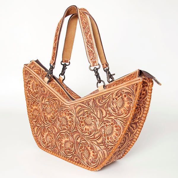 ADBG831 American Darling Western Tote Bag Hand Tooled Floral Carved Vegetable-Tanned Leather