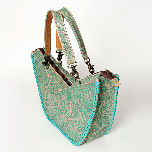 ADBG831 American Darling Western Tote Bag Hand Tooled Floral Carved Vegetable-Tanned Leather