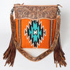 ADBG510 American Darling Hand Tooled Floral & Hand Woven Saddle Blanket Signature Cross Body Bag