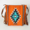 ADBG510 American Darling Hand Tooled Floral & Hand Woven Saddle Blanket Signature Cross Body Bag