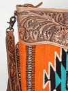 ADBG510 American Darling Hand Tooled Floral & Hand Woven Saddle Blanket Signature Cross Body Bag
