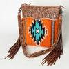 ADBG510 American Darling Hand Tooled Floral & Hand Woven Saddle Blanket Signature Cross Body Bag