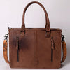 ADBG230 American Darling Hand Tooled Floral Western Leather Woven Saddle Blanket Tote Bag