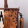 ADBG230 American Darling Hand Tooled Floral Western Leather Woven Saddle Blanket Tote Bag