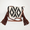 ADBG236 American Darling Handcrafted Western Cross body Bag with Saddle Blanket and Fringes