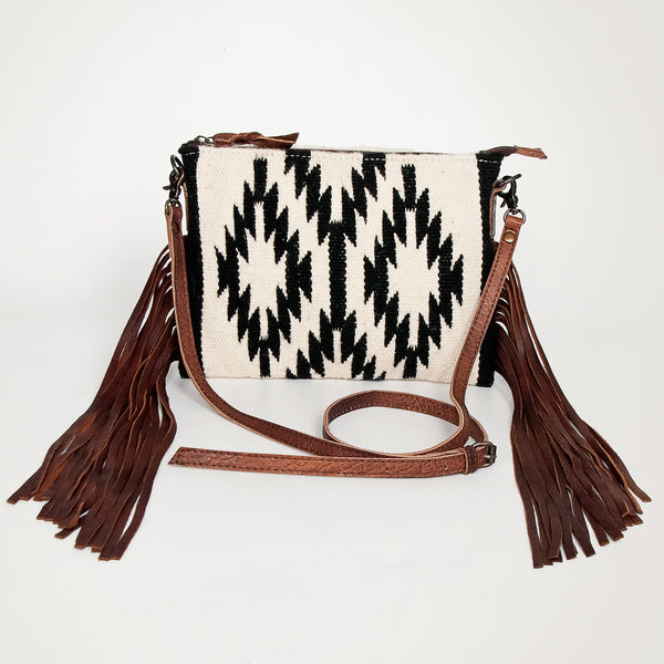 ADBG236 American Darling Handcrafted Western Cross body Bag with Saddle Blanket and Fringes