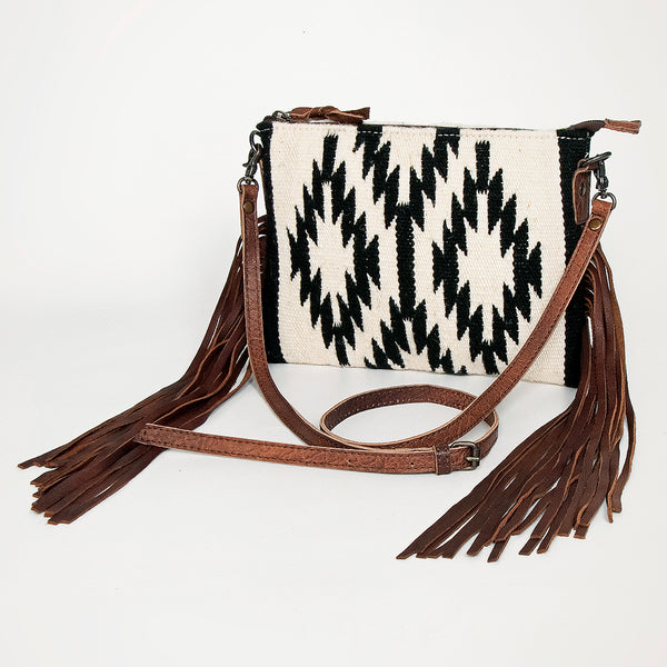 ADBG236 American Darling Handcrafted Western Cross body Bag with Saddle Blanket and Fringes