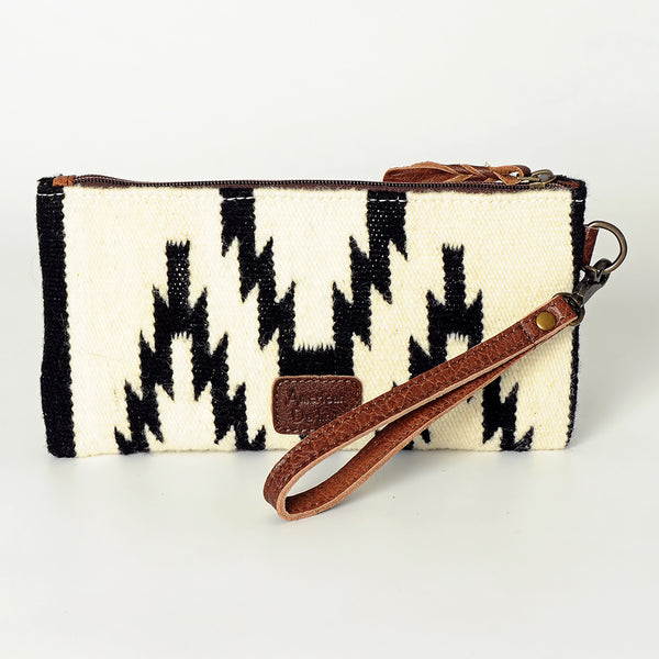 ADBG344 American Darling Western Leather Wristlet Bag with Hand Woven Saddle Blanket