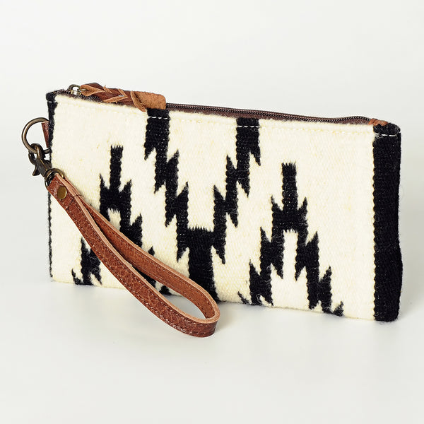 ADBG344 American Darling Western Leather Wristlet Bag with Hand Woven Saddle Blanket