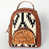 ADBGS156 Southwestern Saddle Blanket Backpack with Tooled Leather Accents - Western Style