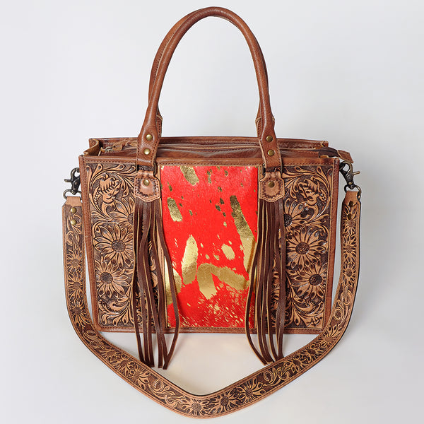 ADBG230 American Darling Western Tote Bag - Handcrafted Hair-On Cowhide & Hand-Tooled Leather