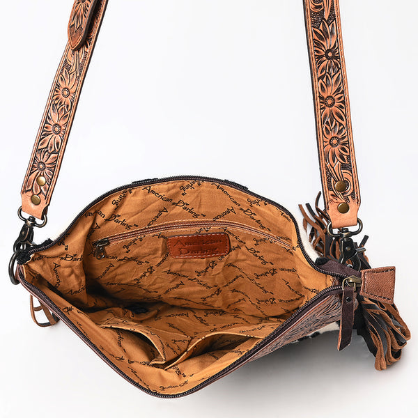 ADBG861 American Darling Hand Tooled Floral & Woven Saddle Blanket Signature Cross body Bag