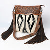 ADBG861 American Darling Hand Tooled Floral & Woven Saddle Blanket Signature Cross body Bag