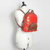 ADBGS156 Natural Cowhide Leather Backpack with Hand-Tooled Floral Pocket - Western Style