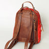 ADBGS156 Natural Cowhide Leather Backpack with Hand-Tooled Floral Pocket - Western Style