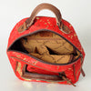 ADBGS156 Natural Cowhide Leather Backpack with Hand-Tooled Floral Pocket - Western Style