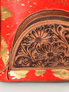 ADBGS156 Natural Cowhide Leather Backpack with Hand-Tooled Floral Pocket - Western Style