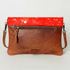 ADBGS178Genuine Hair-on Hide Leather Envelope Bag with Fringe Tassels and Adjustable Strap