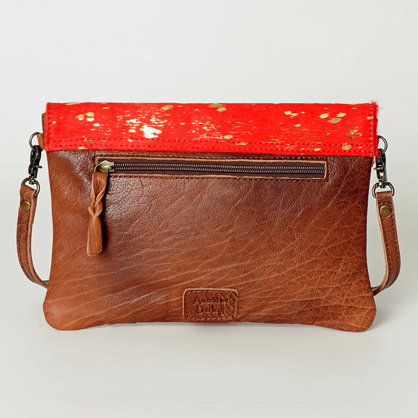 ADBGS178Genuine Hair-on Hide Leather Envelope Bag with Fringe Tassels and Adjustable Strap