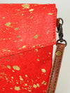 ADBGS178Genuine Hair-on Hide Leather Envelope Bag with Fringe Tassels and Adjustable Strap