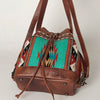 ADBG862 American Darling Hand Tooled Floral & Hand-Woven Saddle Blanket Leather Bucket Bag