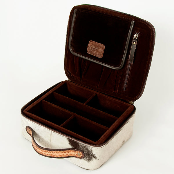 ADBGA225 American Darling Floral Tooled Leather Cowhide Jewelry Organizer Box