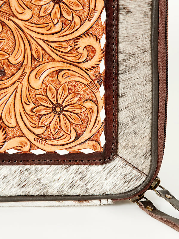 ADBGA225 American Darling Floral Tooled Leather Cowhide Jewelry Organizer Box