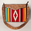 ADBGA255 American Darling Western Tooled Leather & Southwestern Serape Messenger Bag