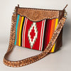 ADBGA255 American Darling Western Tooled Leather & Southwestern Serape Messenger Bag