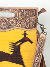 LC-ADBGS146 Southwestern Crossbody Bag - Hand-Tooled Leather & Wool Blend