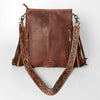 ADBGS192 Wool Large Crossbody Bag with Tooled Leather Strap and Fringe - Western Boho Purse