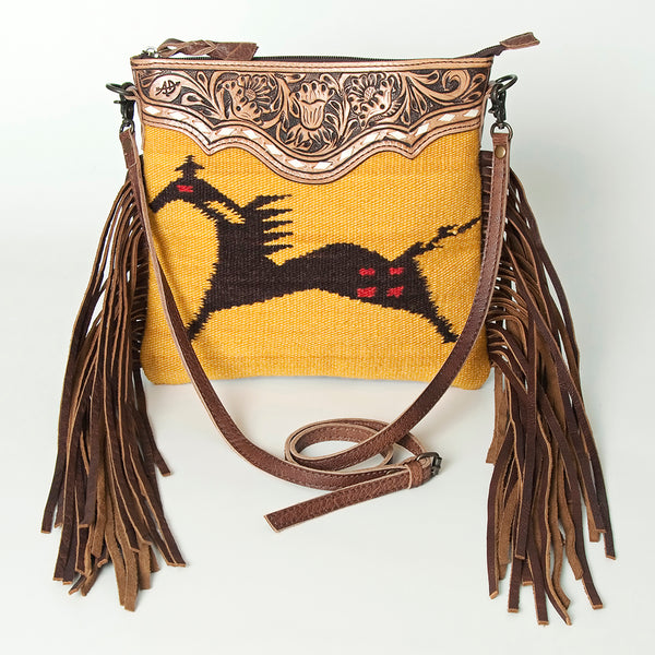 ADBG236 American Darling Western Cross body Bag Hand-Tooled Leather & Saddle Blanket