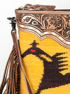 ADBG236 American Darling Western Cross body Bag Hand-Tooled Leather & Saddle Blanket