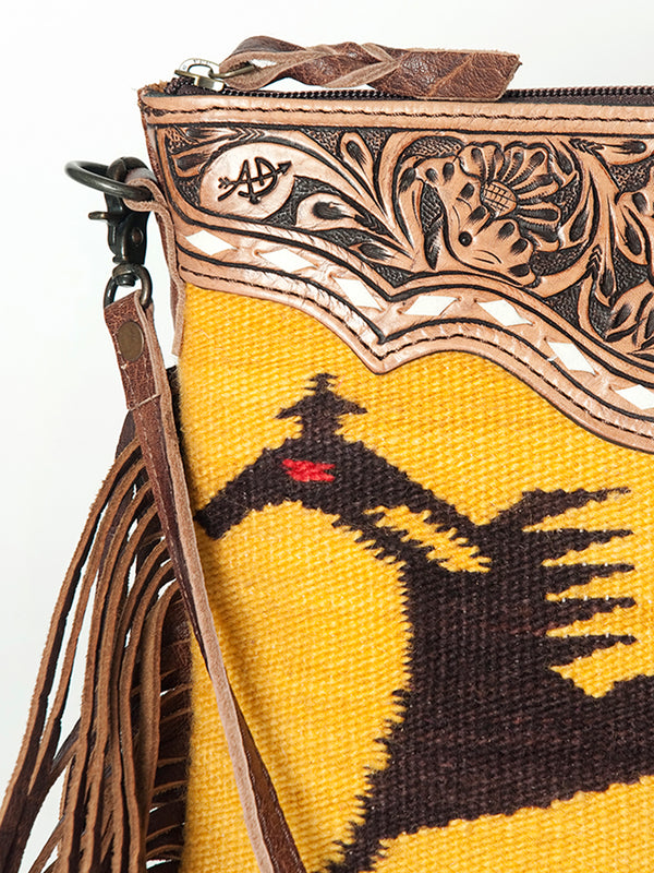 ADBG236 American Darling Western Cross body Bag Hand-Tooled Leather & Saddle Blanket