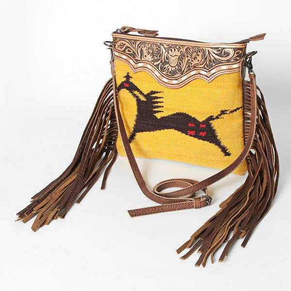 ADBG236 American Darling Western Cross body Bag Hand-Tooled Leather & Saddle Blanket
