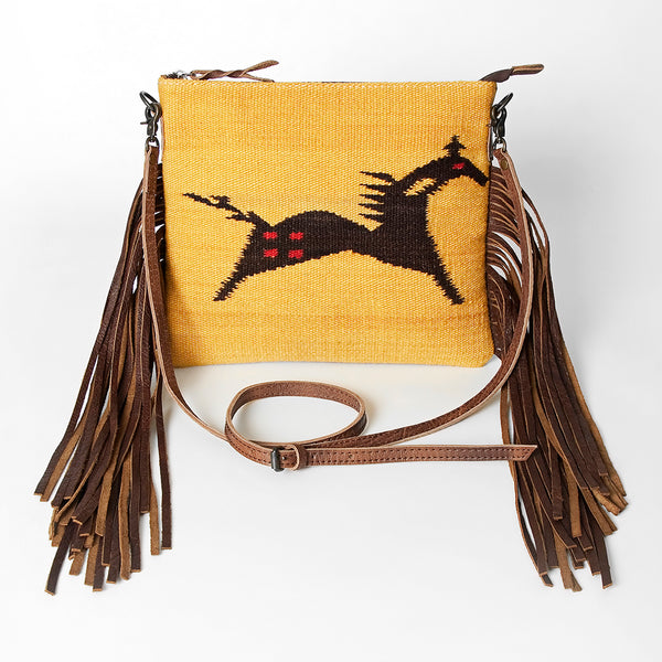 ADBG236 American Darling Handcrafted Western Cross body Bag with Saddle Blanket and Fringes