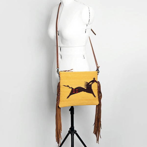 ADBG236 American Darling Handcrafted Western Cross body Bag with Saddle Blanket and Fringes
